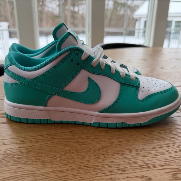 Nike Shoes - Nike Teal and White Low-Top Dunk Sneakers